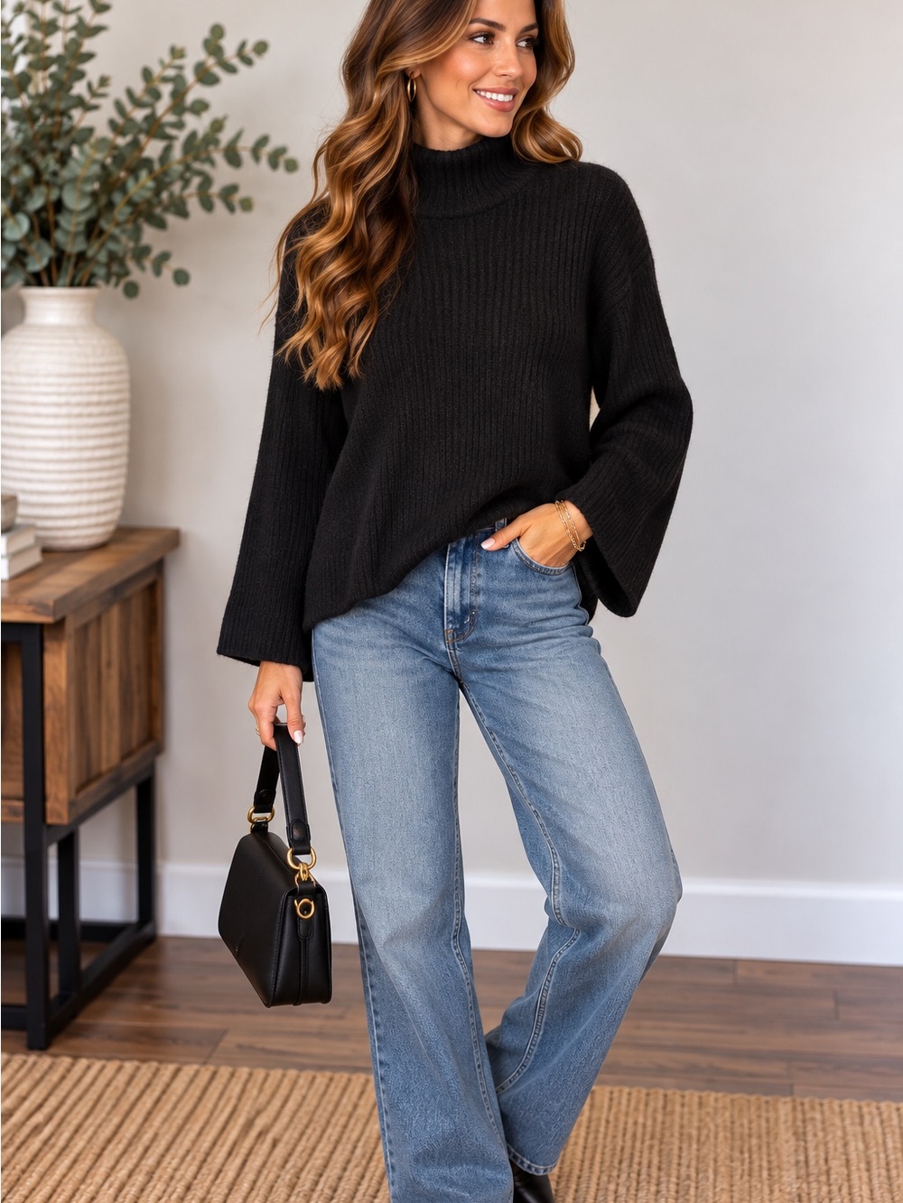 Skull Cashmere Straight Leg Jeans in Light Blue